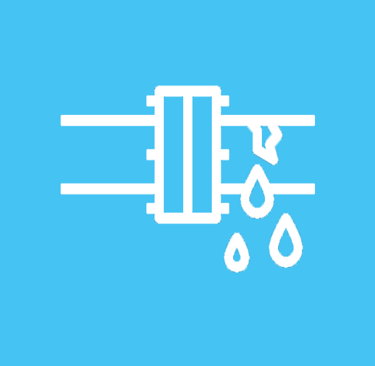 Pipe leak cartoon image.