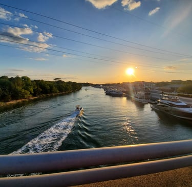 Boats under Great Neck Bridge on Long Creek, Virginia Beach