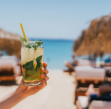 refreshing cocktail by the beach