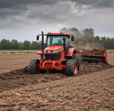A person in a red shirt is manually operating a machine used for processing or handling leaves or fibrous plants. The machine is positioned beside a building with a corrugated metal wall. In front of the machine, there is a pile of green plant material on the ground.