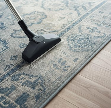 deep cleaning a rug with a professional vacuum