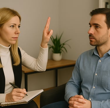 psicologa haciendo terapia EMDR a un paciente