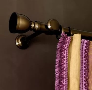 Tringle décorative et support en laiton pour rideaux avc anneaux