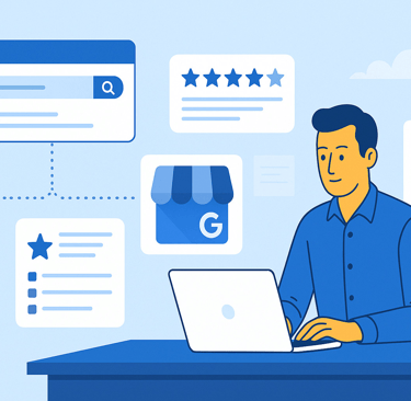 Illustration of AI-driven automation and management for Google Business Profiles