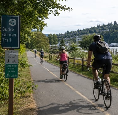 Cyclists on the Burke Gilman Trail in Seattle