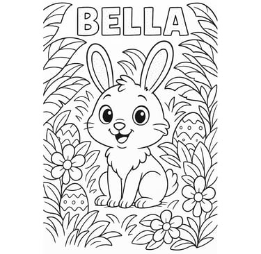 Bella the Bunny colouring page - free jungle printable for kids