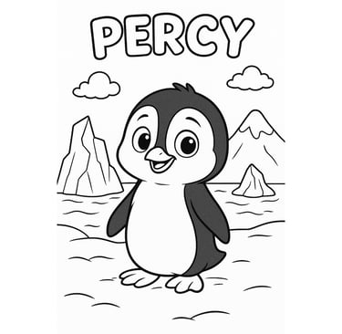 Percy the Penguin colouring page - free jungle printable for kids