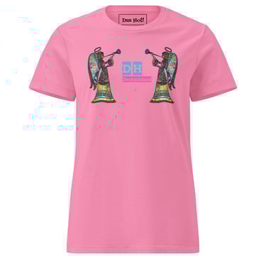 Pink t-shirt with two angels ghost front view