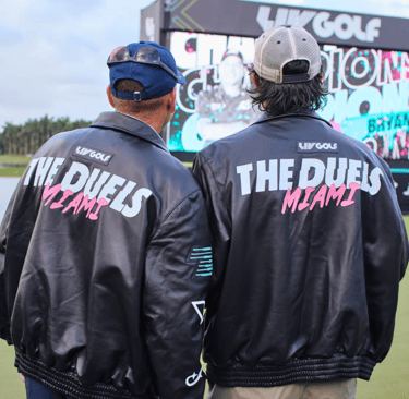 Sergio Garcia of Fireballs GC and George Bryan celebrate victory at The Duels Miami.