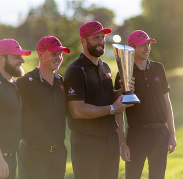 Legion XIII raise the 2025 LIV Golf League Team Championship trophy in Michigan (Photo: LIV Golf)