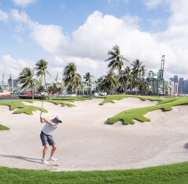 LIV Golf reserve player hits bunker shot at LIV Golf Singapore 2026 (Photo: LIV Golf)