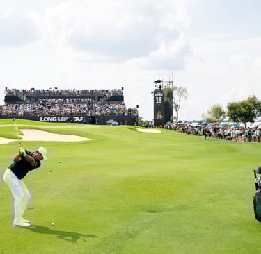 Charl Schwartzel hits a wedge into the 18th green at LIV Golf South Africa (Photo: LIV Golf)
