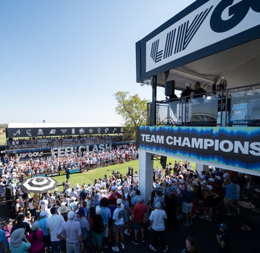 Fans gather on the first tee of LIV Golf Team Championship Dallas 2024 (Photo by LIV Golf)