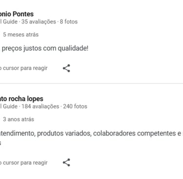 Avaliações de Clientes no Google