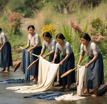 Các chị em giặt giũ bên sông