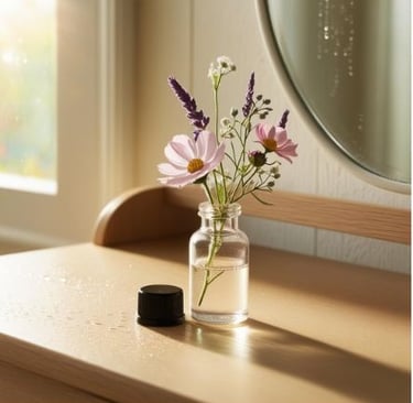chai serum thủy tinh được tái sử dụng thành lọ cắm hoa