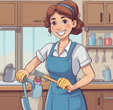 Service de nettoyage avant/après dans un appartement rénové.