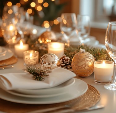 a table setting with candles