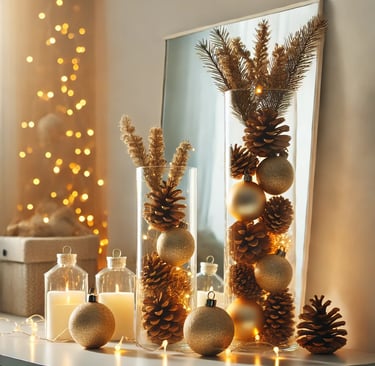 a christmas tree with candles and candles on a mantle
