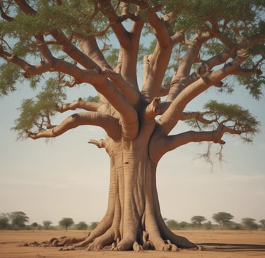 a poster of a tree with a picture of a baobo tree
