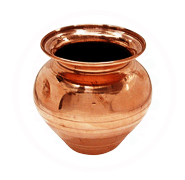 a copper vase with a black bottom and a white bottom