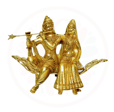 a golden radha krishna sit statue