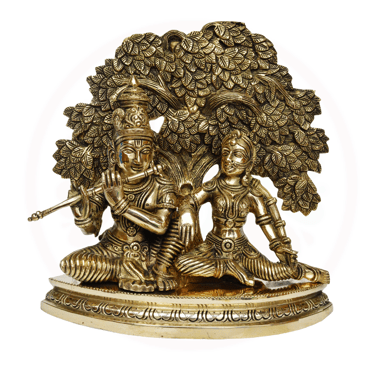 brass radha krishna sit under the tree