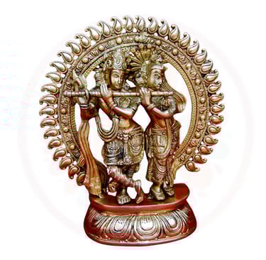 a statue of a radha krishna in a circle