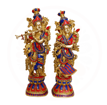 radha krishna stone statue
