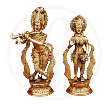 a pair of brass - plated brass - plated figurines of hindu