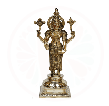 a statue of vishnu holding a candle