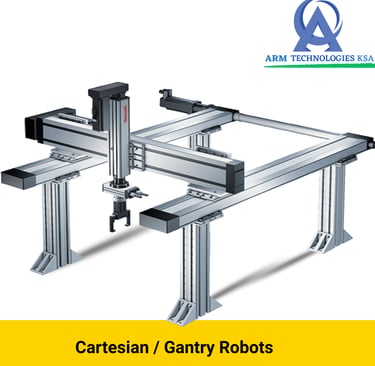 Industrial Cartesian gantry robot system for automated manufacturing and pick and place applications.