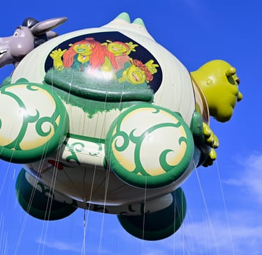 New Shrek Onion Carriage Balloon, side view, 2025