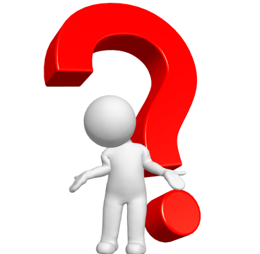 a person standing in front of a red question mark