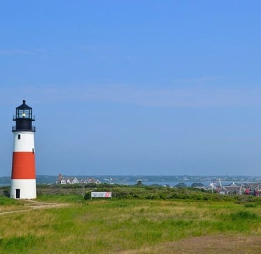 a lighthouse in the distance with a path leading to the lighthouse