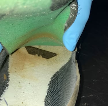 razor blades in shoes