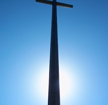 a cross on a sunny day