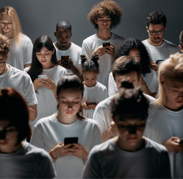 groupe de personne regardant leur smartphone