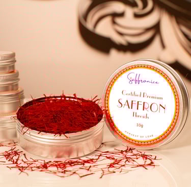 tins of saffron in a tin with a label on it