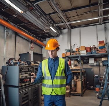 man sitting in front of control panel