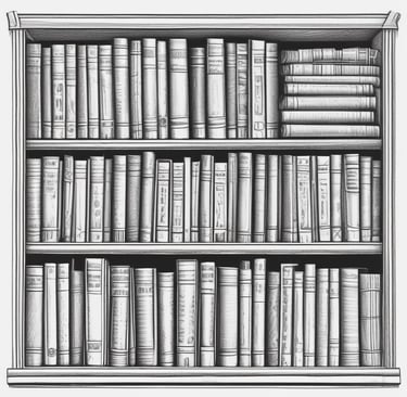 a collection of books on a book shelf