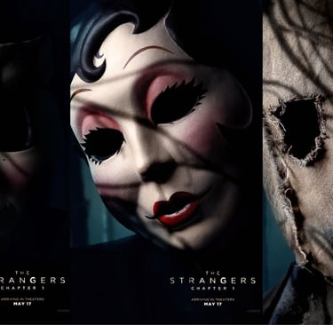 The Strangers banners, Dollface, Pin-Up, Scarecrow. 