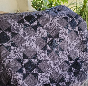black gray quilt