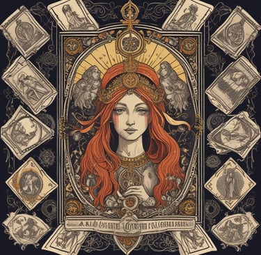 Softly lit altar with spiritual symbols, crystals, and a flickering candle.