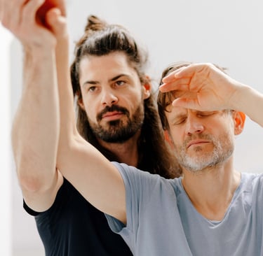 gently moving hands through sensitive touch and guidance