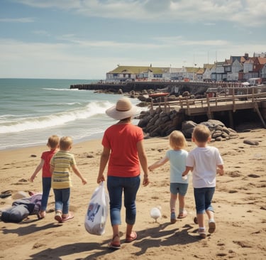 A small group of children working together to build a wildlife habitat with sticks and leaves.