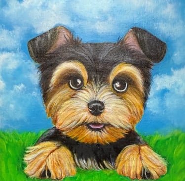 Baby Yorkie Painting by Margaret Lukasik