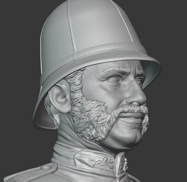 1/9 scale British Color sergeant, 24th Regiment of Foot, Zulu Wars 1879, 3D digital sculpt for histo