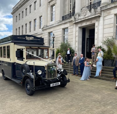 Henry vintage wedding bus from Fairytale Wedding Car car hire South Yorkshire y.