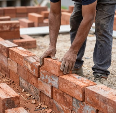 A friendly Lexington Construction team member answering a call in a modern office setting.